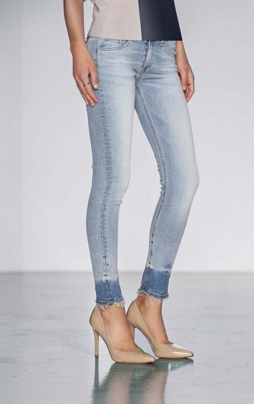 Rag & Bone Portland Skinny Jeans in Light Wash with Frayed Raw Hem, Size 25